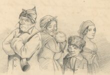 Die Familie des Türmers der Klagenfurter Stadtpfarrkirche wurde 1846 von Weitwanderer Vinzenz Porkerth gezeichnet. © Steiermärkisches Landesarchiv