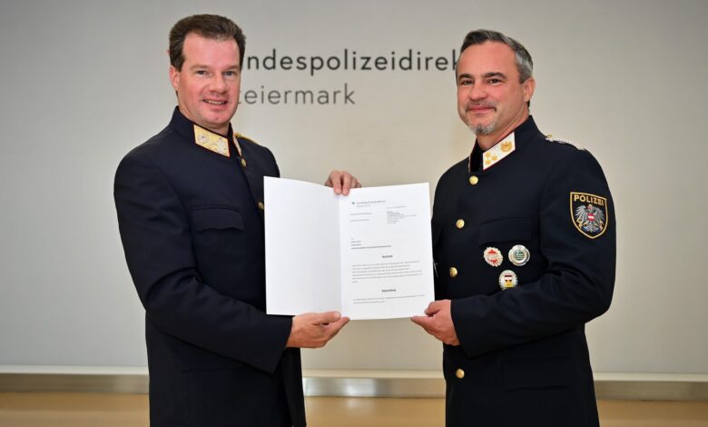 Landespolizeidirektor Gerald Ortner und Chefinspektor Robert Zach, MBA (v.l.) © LPD Stmk.