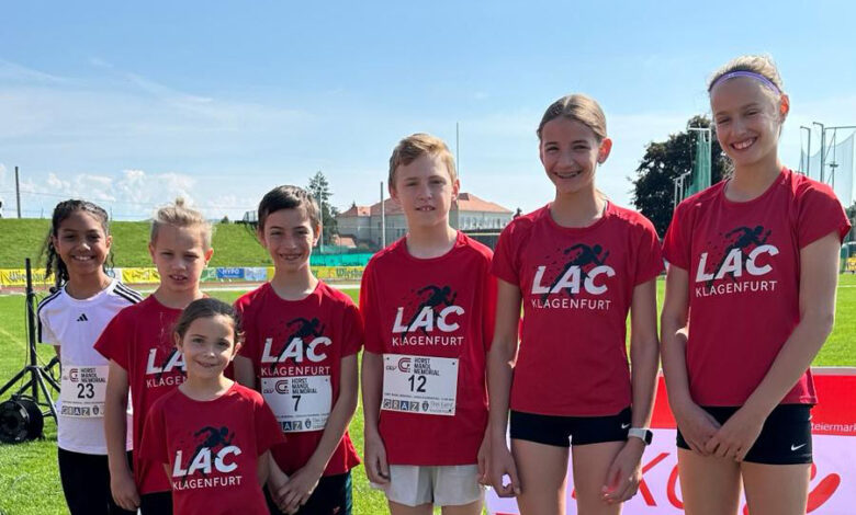 Foto zVG von rechts: Romina Kury, Julia Novak, Matteo Cuoni, Mai und Leni Krohne, Leo Kury, Elisha Bouchamaoui © LAC-Klagenfurt