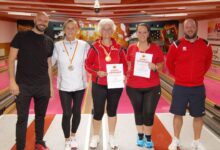 von links: KSKV-Vizepräsident und Sportobmann Roman Leitner, Gernot Harder (KC Philips), Landesmeisterin Josefine Waldhauser, Michaela Waldhauser (beide BSG Ktn. Landesregierung) und KSKV-Vizepräsident Gernot Harder © KSK Klagenfurt-Magdalensberg