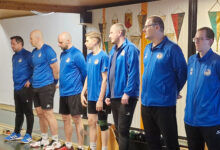 KSK Klagenfurt-Magdalensberg bei der Begrüßung in Gänserndorf Von links: BL-Kapitän Daniel Waldhauser, Andrej Lahovec, Roman Leitner, Rafael Waldhauser, Patrick Geier, Werner Rössler und Günter Snieder jun ©KSK Klagenfurt-Magdalensberg