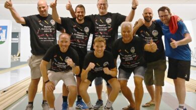 Von links: Andrej Lahovec, Dominik Konec, Daniel Waldhauser, Rafael Waldhauser (vorne), Werner Rössler, Adolf Pichler, Roman Leitner und Martin Oberrauner ©Werner Maurer