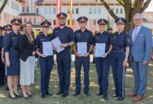 Kontrollinspektor Günther Kazianka, Generalmajor Arthur Lamprecht, Peter Kaderbek (REWE) und Thomas Pürstinger (REWE) © LPD Tirol/Bernhard Gruber
