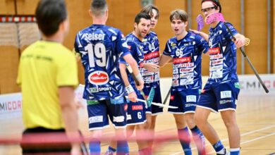 Foto aufgenommen und (c) von Bernd Stefan: VSV Unihockey Spieler v.l.n.r: Seiser, Schmid, Widnig, Rainer, Unterweger