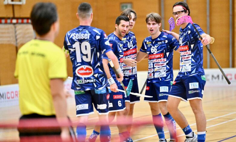 Foto aufgenommen und (c) von Bernd Stefan: VSV Unihockey Spieler v.l.n.r: Seiser, Schmid, Widnig, Rainer, Unterweger