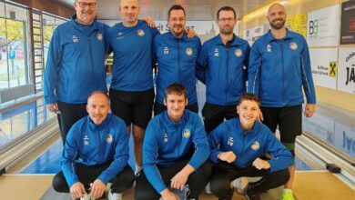 KSK Klagenfurt-Magdalensberg in Schwaz (Tirol): stehend von links: Werner Rössler, Andrej Lahovec, Daniel Waldhauser, Martin Oberrauner und Roman Leitner; hockend von links: Dominik Konec, Sandro Winter und Rafael Waldhauser © KSK Klagenfurt-Magdalensberg