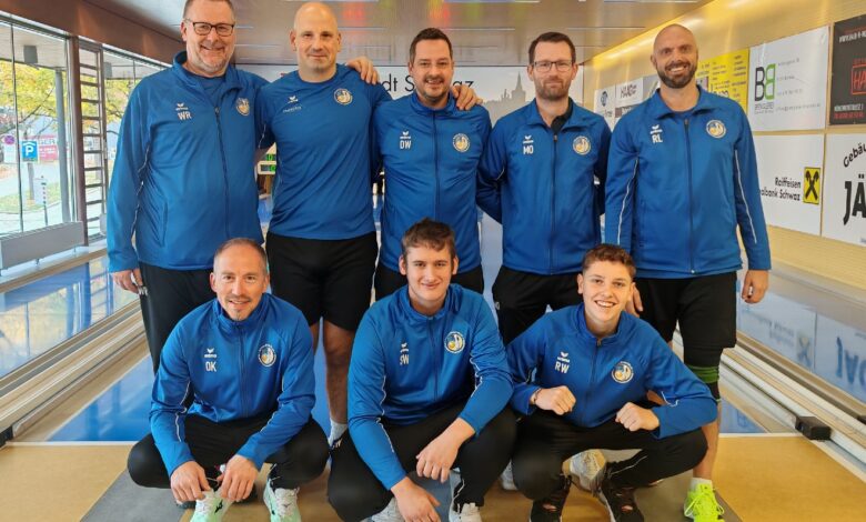 KSK Klagenfurt-Magdalensberg in Schwaz (Tirol): stehend von links: Werner Rössler, Andrej Lahovec, Daniel Waldhauser, Martin Oberrauner und Roman Leitner; hockend von links: Dominik Konec, Sandro Winter und Rafael Waldhauser © KSK Klagenfurt-Magdalensberg