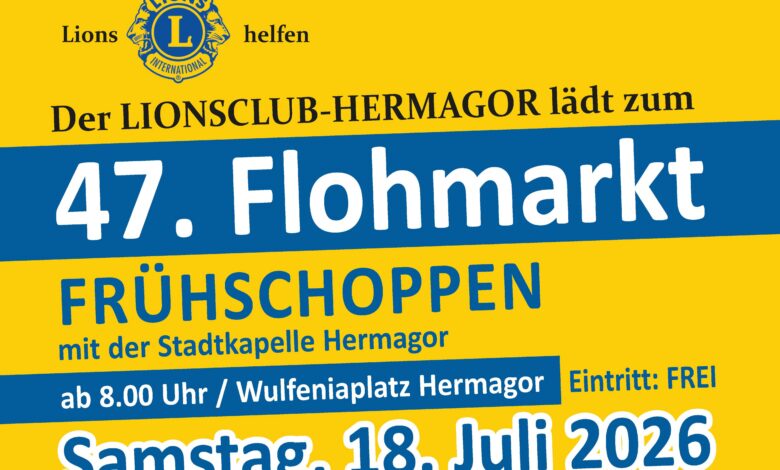 47. Lions Flohmarkt in Hermagor am 18. Juli 2026