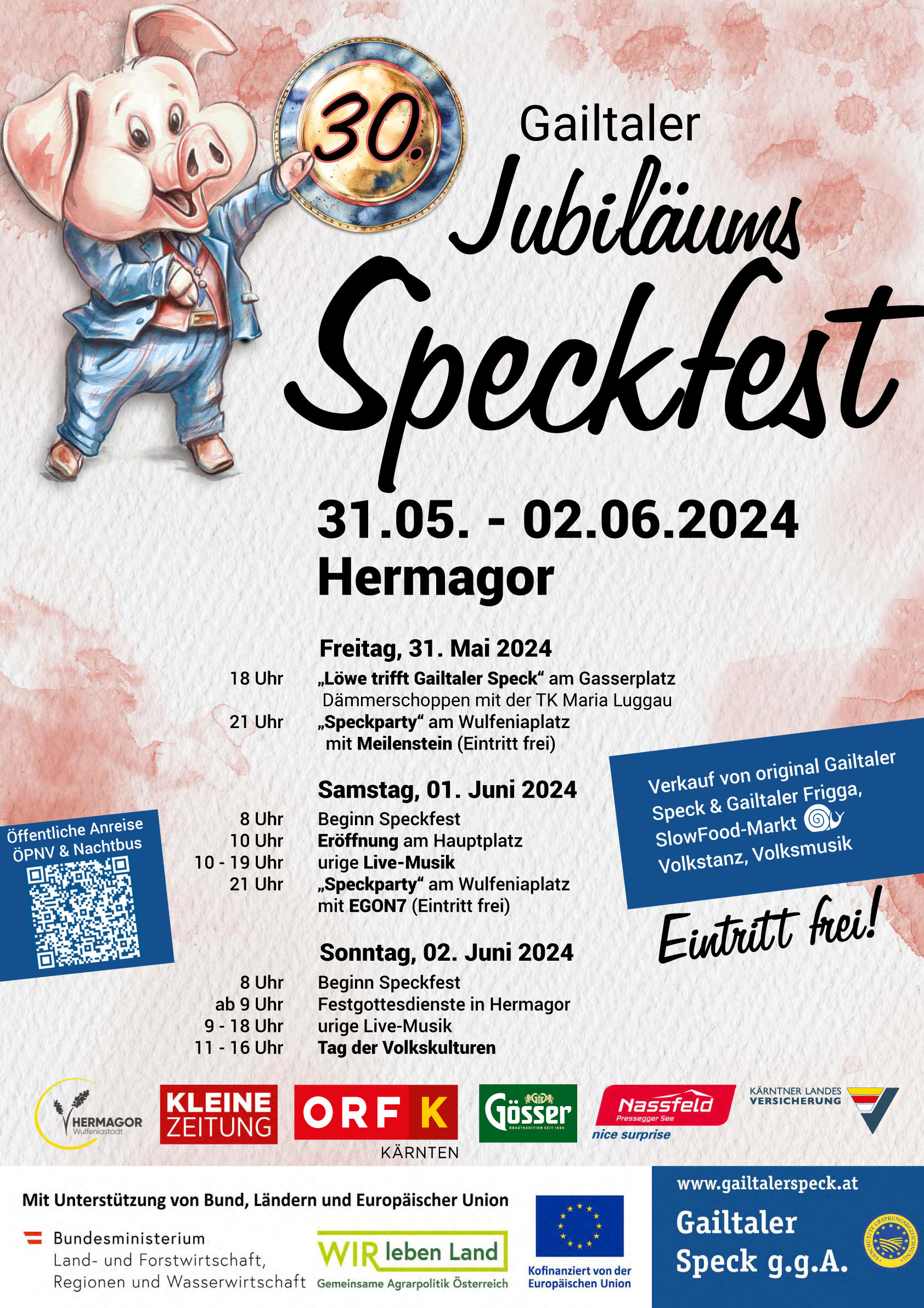 Programm zum 30. Jubiläums-Speckfest in Hermagor