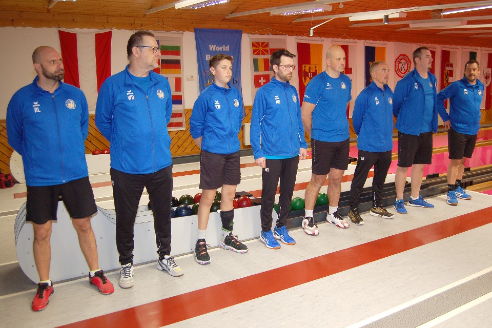 KSK Klagenfurt-Magdalensberg bei der Begrüßung
Von links: Roman Leitner, Werner Rössler, Rafael Waldhauser, Martin Oberrauner, Andrej Lahovec, Dominik Konec, Patrick Geier und Mannschaftskapitän Daniel Waldhauser
©KSK Klagenfurt-Magdalensberg