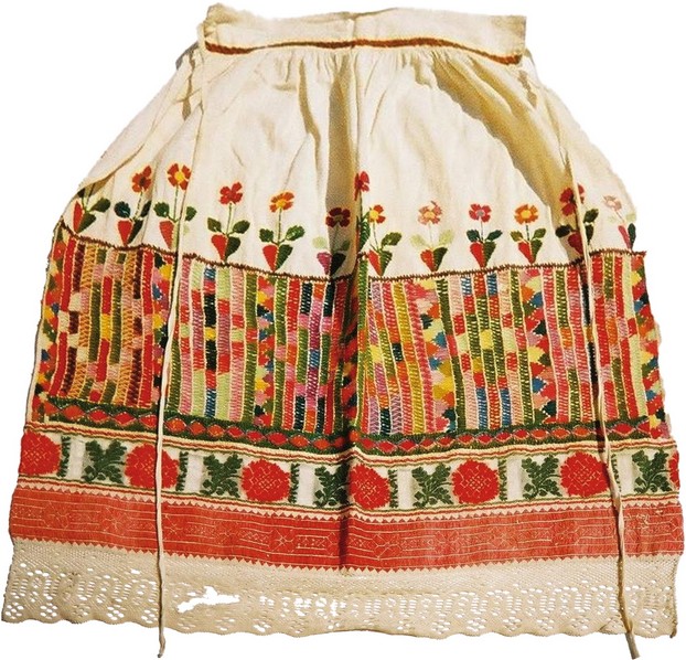 Diese aufwendig gearbeitete Schürze aus der Ausstattung einer Braut schickte Matija Majar-Ziljski 1867 zur Ausstellung nach Moskau. © Theodor Domej